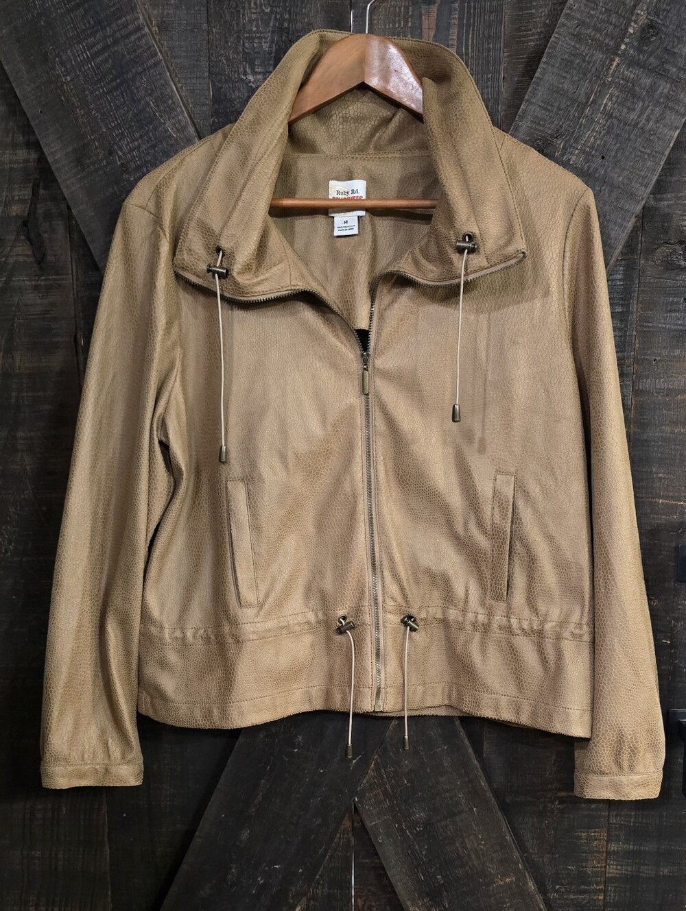 Ruby Rd. Women's Tan Zip-Front Lightweight Jacket Large